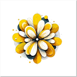 Abstract Yellow Flower Posters and Art